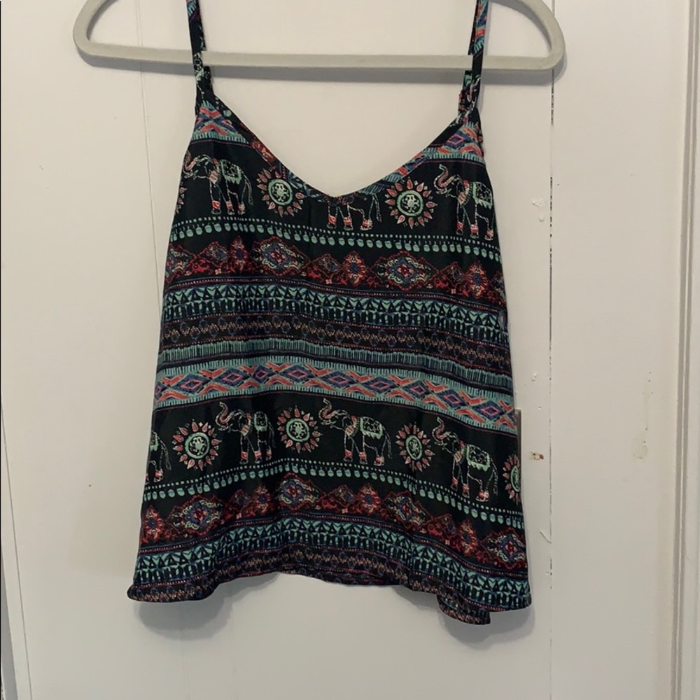 Hollister navy patterned tank top w/elephants